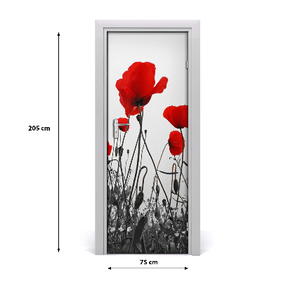 Sticker de porte Coquelicots fleurs sauvages