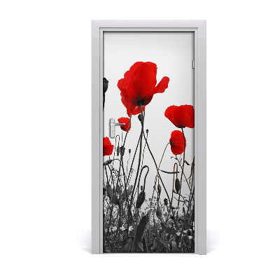 Sticker de porte Coquelicots fleurs sauvages