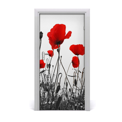 Sticker de porte Coquelicots fleurs sauvages