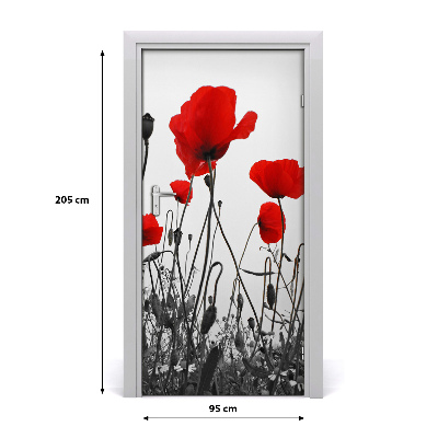 Sticker de porte Coquelicots fleurs sauvages