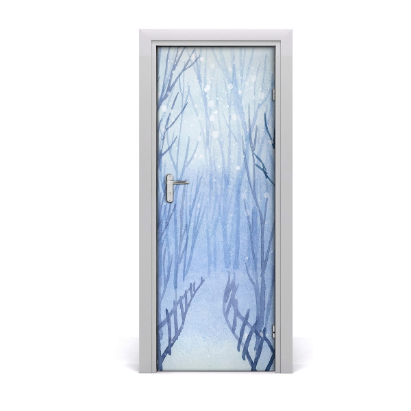 Autocollant de porte Forêt en hiver