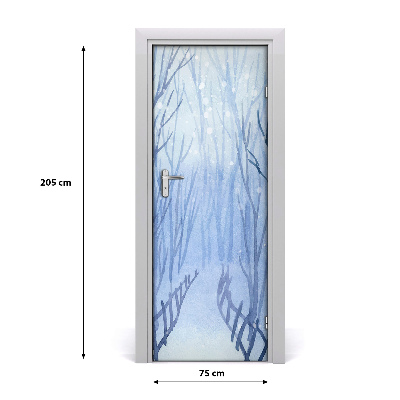 Autocollant de porte Forêt en hiver