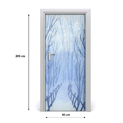 Autocollant de porte Forêt en hiver