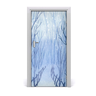 Autocollant de porte Forêt en hiver