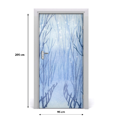 Autocollant de porte Forêt en hiver