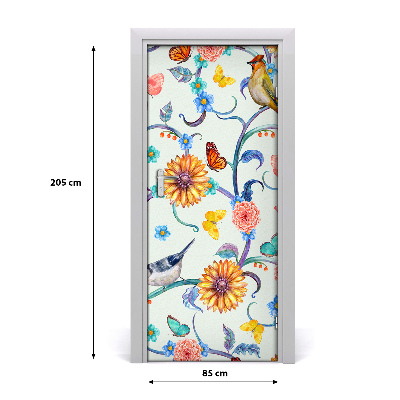 Sticker porte Papillons fleurs
