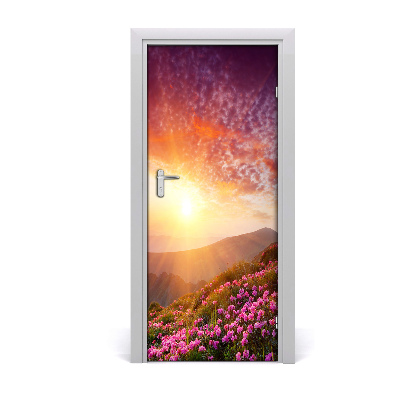 Autocollant de porte Printemps dans les montagnes