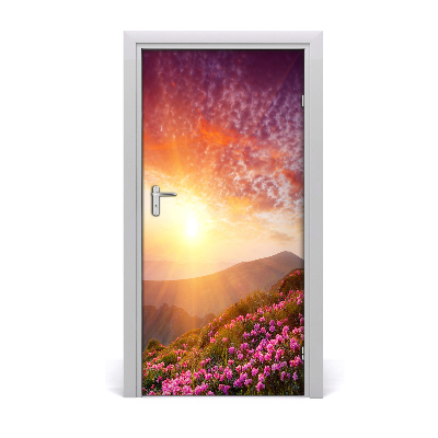 Autocollant de porte Printemps dans les montagnes
