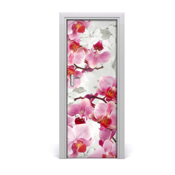 Sticker de porte Orchidée rose