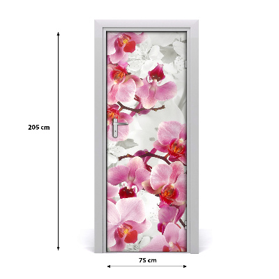Sticker de porte Orchidée rose