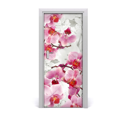 Sticker de porte Orchidée rose