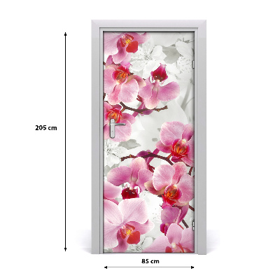 Sticker de porte Orchidée rose
