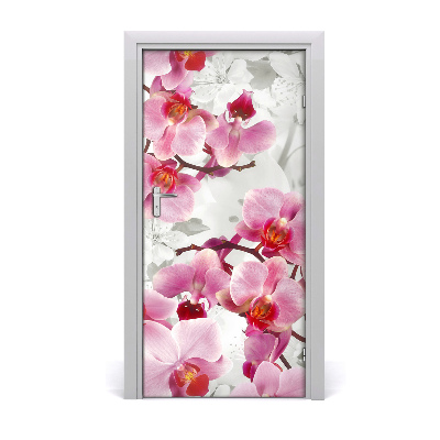 Sticker de porte Orchidée rose