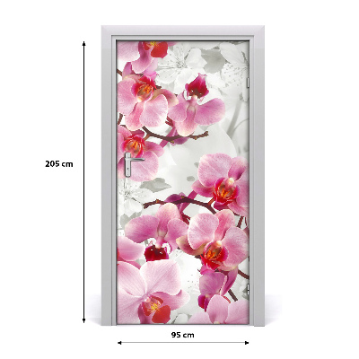 Sticker de porte Orchidée rose
