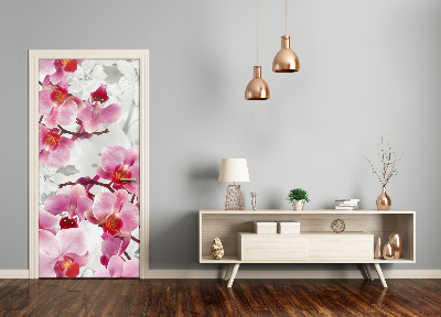 Sticker de porte Orchidée rose