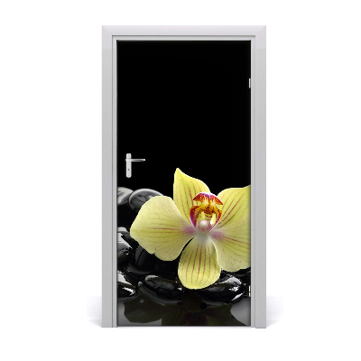 Sticker de porte Orchidée et pierres
