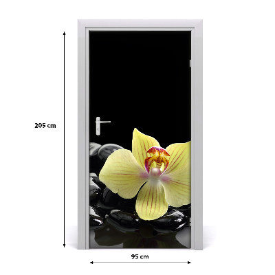 Sticker de porte Orchidée et pierres