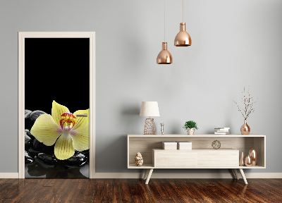 Sticker de porte Orchidée et pierres