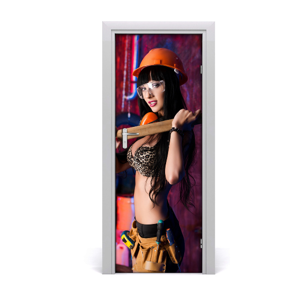 Stickers porte interieur Ouvrier féminin