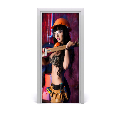 Stickers porte interieur Ouvrier féminin