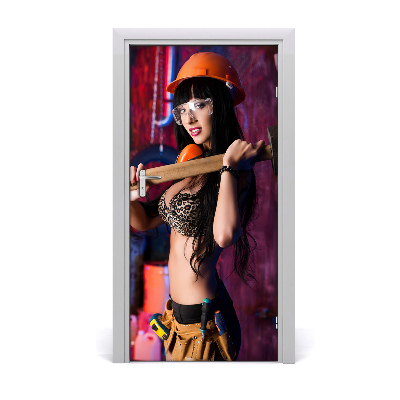 Stickers porte interieur Ouvrier féminin