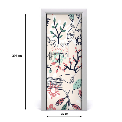 Sticker porte Les animaux et les fleurs