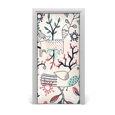 Sticker porte Les animaux et les fleurs