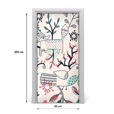 Sticker porte Les animaux et les fleurs