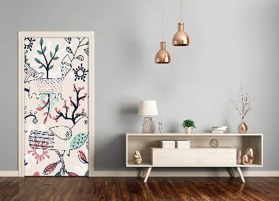 Sticker porte Les animaux et les fleurs