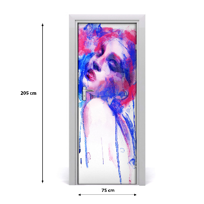 Sticker porte Femme abstraction
