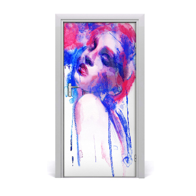 Sticker porte Femme abstraction
