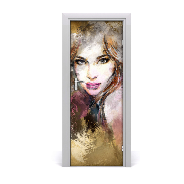 Sticker porte Femme abstraction