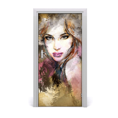 Sticker porte Femme abstraction