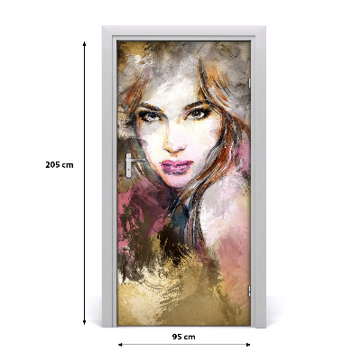 Sticker porte Femme abstraction