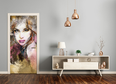 Sticker porte Femme abstraction