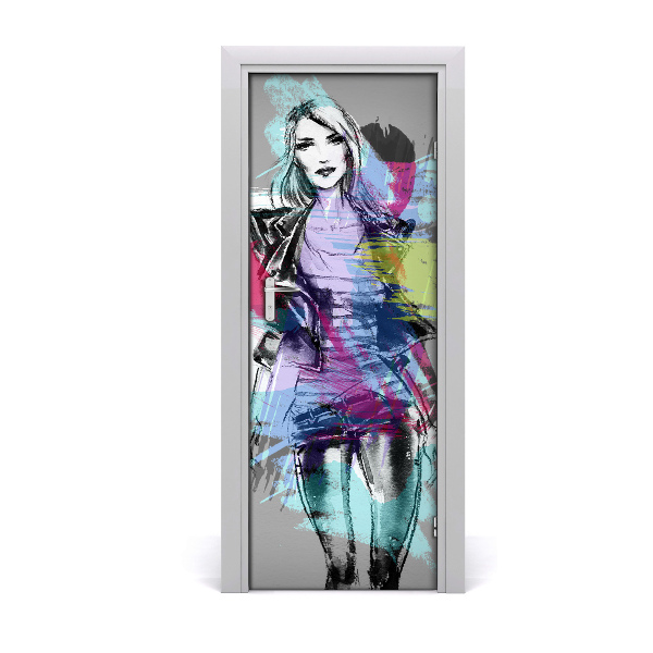 Sticker porte Femme abstraction