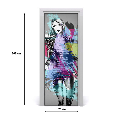 Sticker porte Femme abstraction