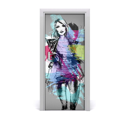 Sticker porte Femme abstraction
