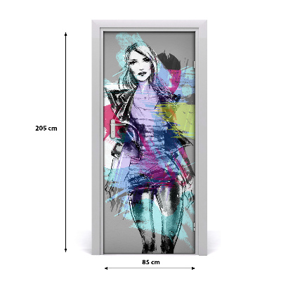 Sticker porte Femme abstraction