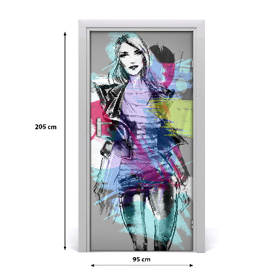 Sticker porte Femme abstraction