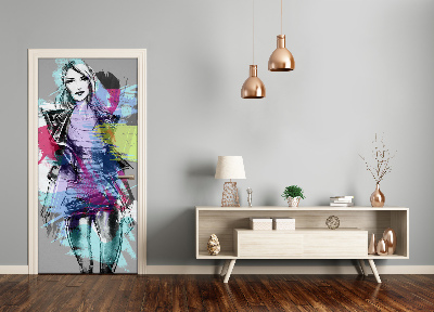 Sticker porte Femme abstraction