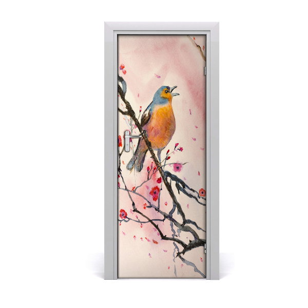 Sticker porte Oiseau sur une branche