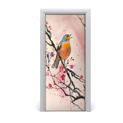 Sticker porte Oiseau sur une branche