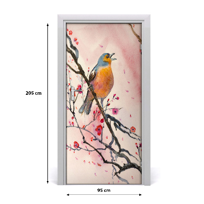 Sticker porte Oiseau sur une branche