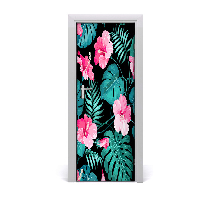 Autocollant de porte Fleurs hawaïennes