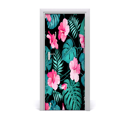 Autocollant de porte Fleurs hawaïennes