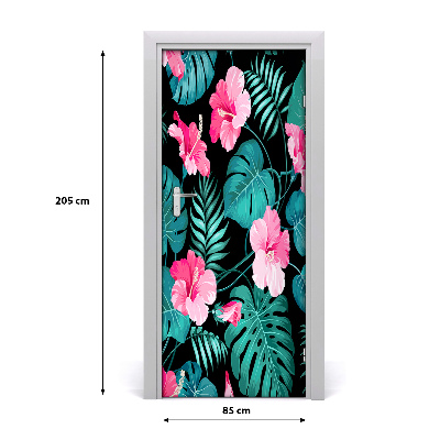 Autocollant de porte Fleurs hawaïennes