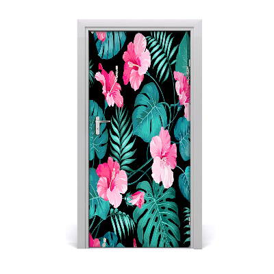 Autocollant de porte Fleurs hawaïennes