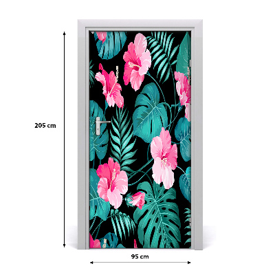 Autocollant de porte Fleurs hawaïennes