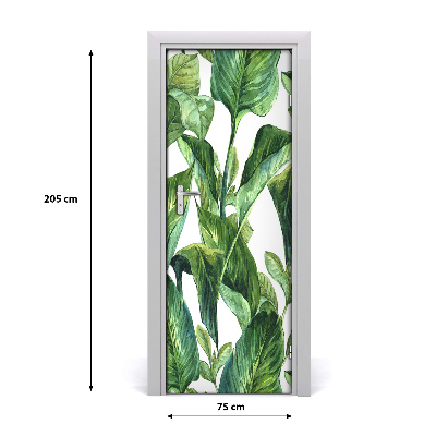 Autocollant de porte Feuilles tropicales